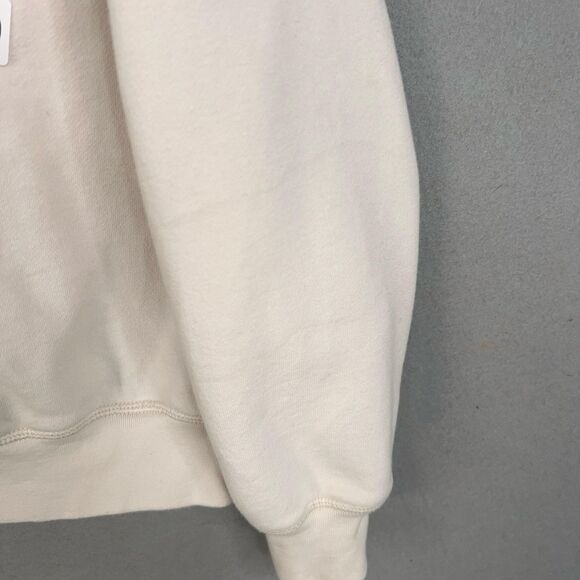 American Eagle Hoodie Womens 2XS White Pullover Fleece Kangaroo Pocket Spell Out - Picture 11 of 15